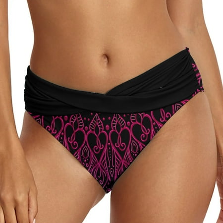 Baqcunre Swim Suits for Women 2024  Women s Swim Shorts Casual Ethnic Printed High Waist Swimsuit Shorts  Loose Tight Belt Sports Yoga Shorts Bikini Bottom  Bikini Sets for Women  Black L