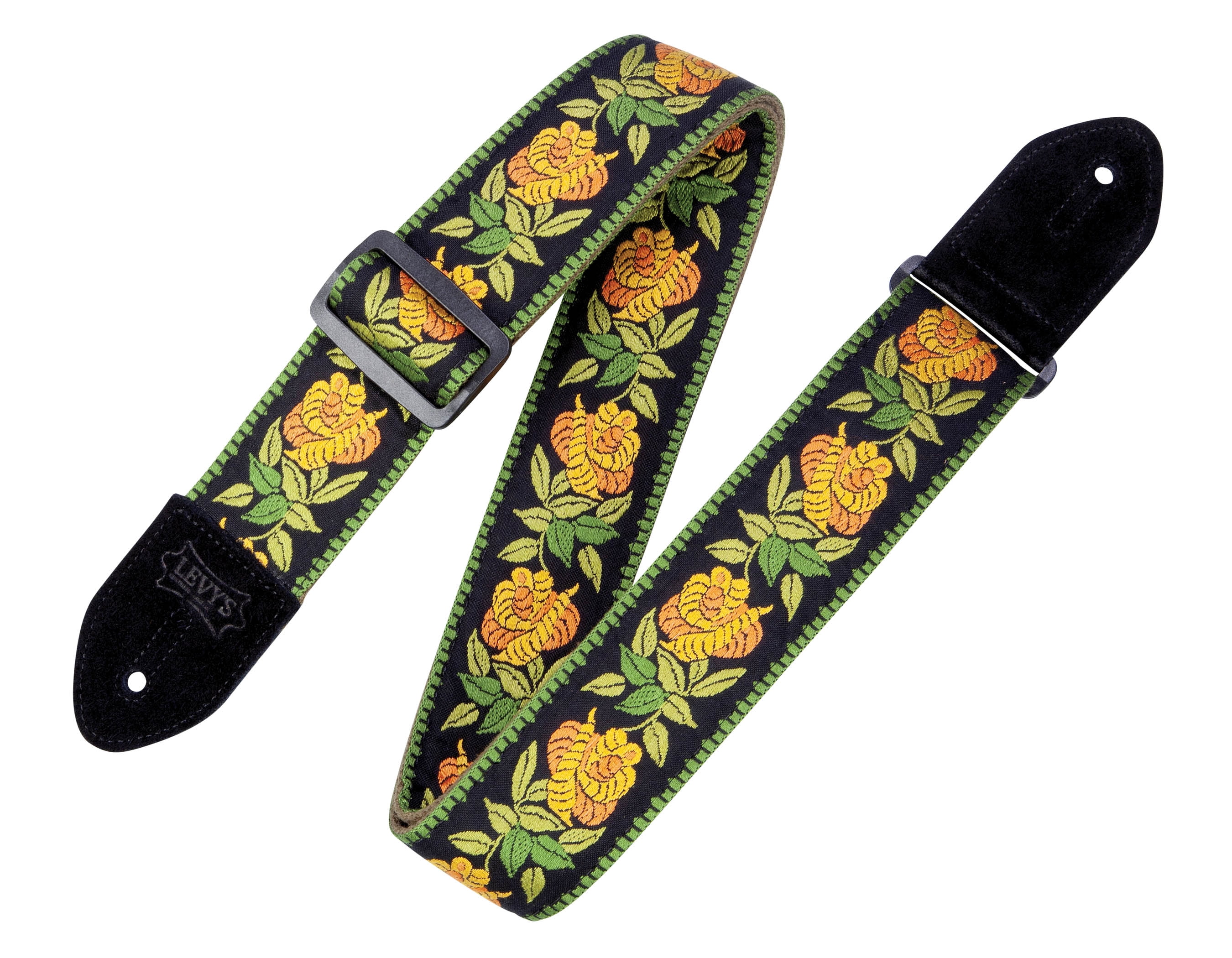 Woven Cotton Guitar Strap Yellow Rosa