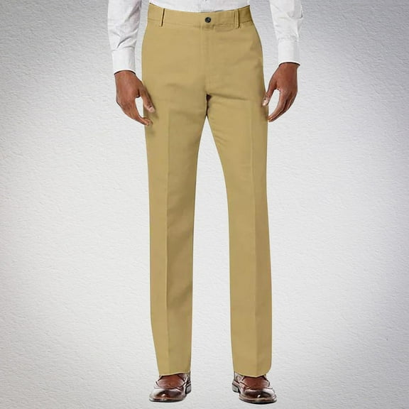 Fnnxeal Casual Pants for Men Stylish Business Straight Leg Button Solid Long Pants Brown Pants for Men Size S