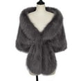 thumbnail image 5 of XMMSWDLA 1920s Bride Wedding Fur Shawls and Wraps Winter Bridal Faux Fox Fur Stoles and Scarfs for Women and Bridesmaids Dark Gray Neck Scarf, 5 of 6