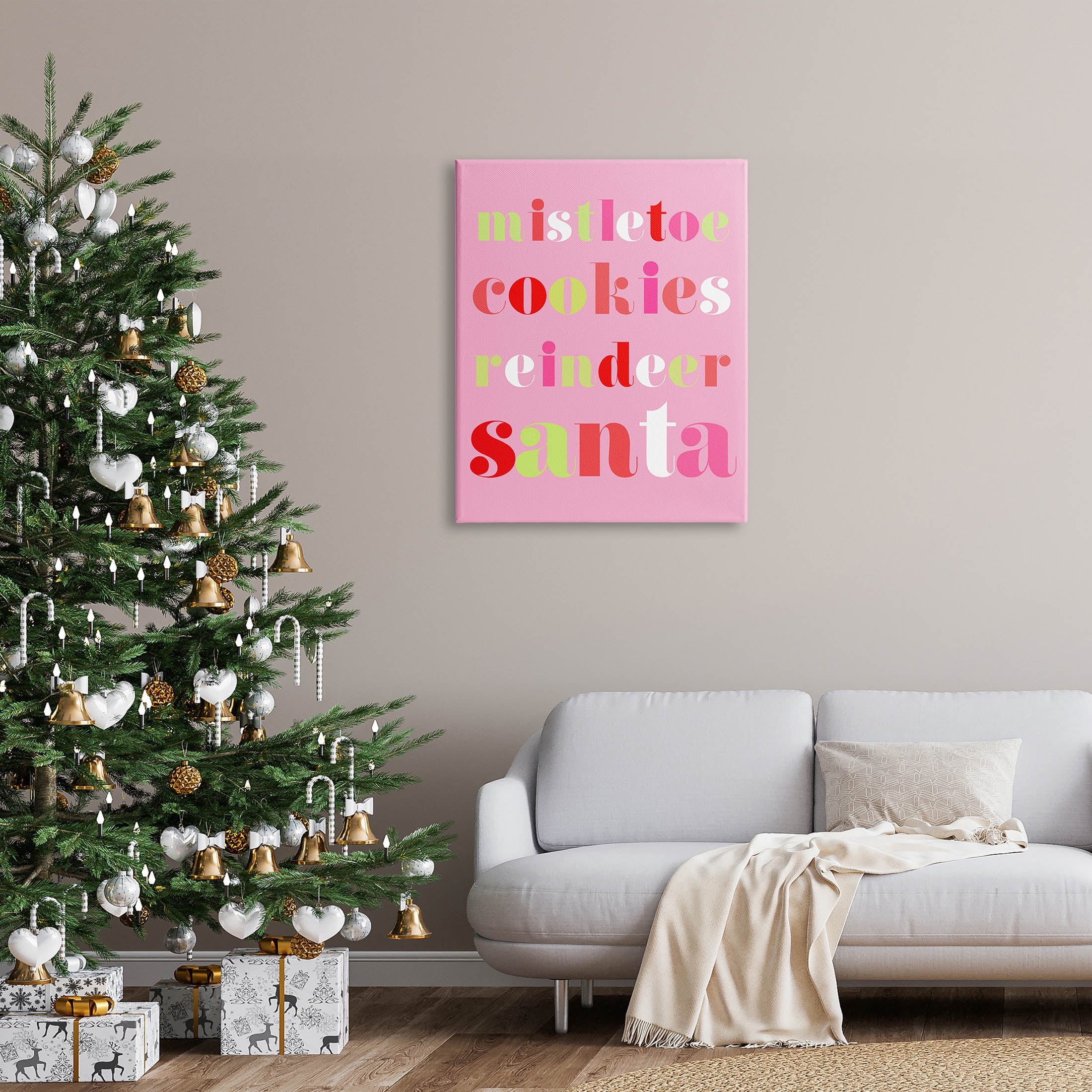 Mistletoe Cookies Reindeer Santa Bold Holiday Graphic Art Gallery Wrapped Canvas Print Wall Art