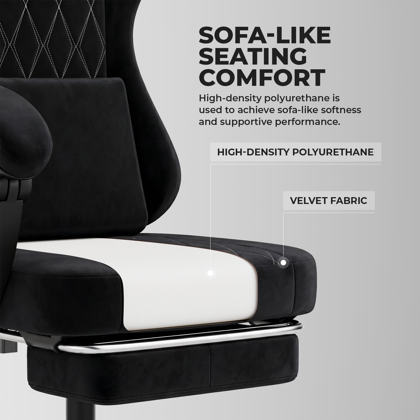 Gaming Chair 49.21 Inch, Ergonomic Computer Chair with Massage Lumbar Support and Adjustable Height, Video Gamer Chair for Office and Gaming, Black