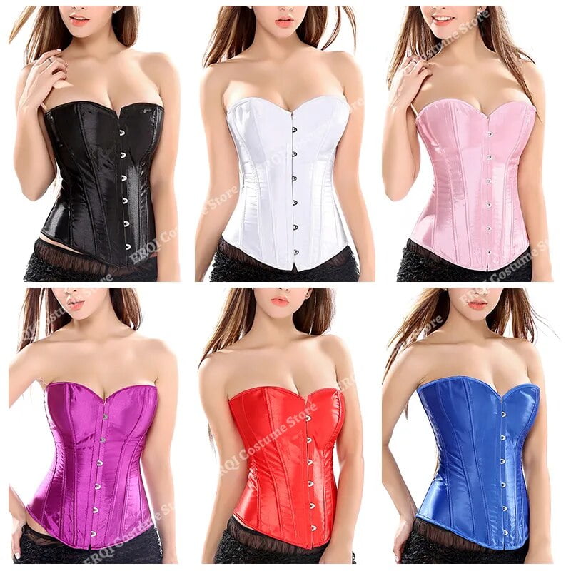 2025 - Corset Pour Femme Avec Lacets En Satin - Corset Avec Baleines - Vintage - Grande Taille - Lingerie De Mariée - Corset Gothique Sous La Poitrine - Avec Rembourrage, Bleu Foncé, XS