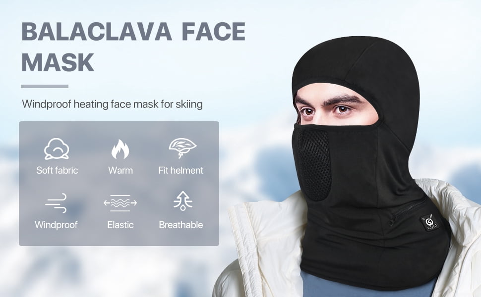 SAVIOR Heated Battery Balaclava Face Ski Mask,Heated Ski Mask for Men Women,Windproof Heated Hat Motorcycle Riding
