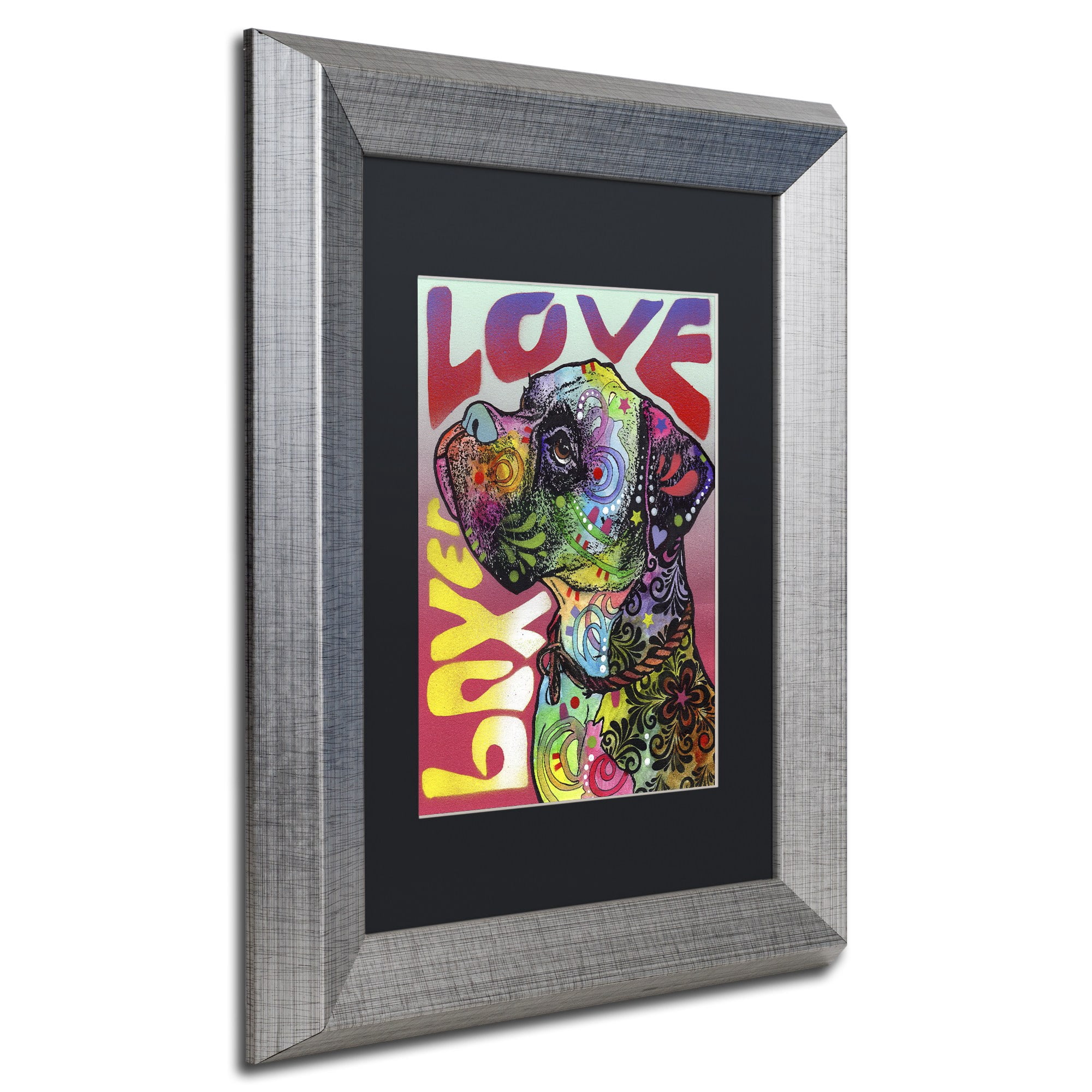 Trademark Fine Art 'Boxer Luv' Canvas Art by Dean Russo, Black Matte, Silver Frame