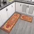 thumbnail image 3 of 2 Piece Bohemian Orange Carpet Rug Kitchen Rug Set, Decor Kitchen Rugs, Absorbent Non-Slip Washable Floor Mats, Home Indoor Runner Rugs 17"x47"+17"x30", 3 of 7