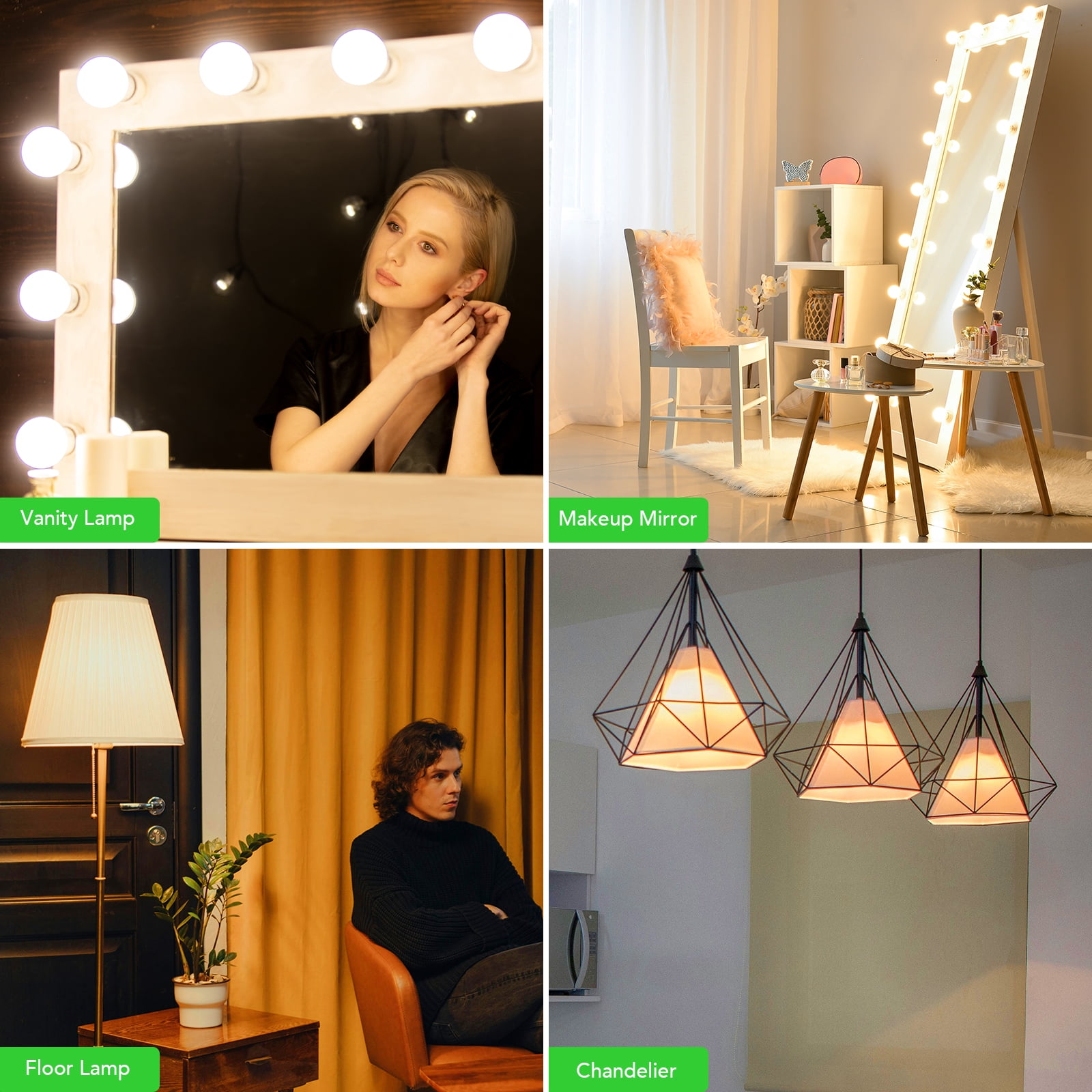 BUBO Vanity Light Bulbs, 60 Watt Equivalent, Bathroom Light Bulbs Soft White 2700K, G25 Round Bulbs, 800 Lumens, E26 Medium Base, 7W, Non-Dimmable, 12 Pack