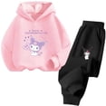 thumbnail image 4 of Conjunto de sudadera con capucha Kuromi para niños, linda sudadera con estampado de dibujos animados de anime, ropa gruesa y cálida de manga larga para niñas de Hello Kitty, 4 of 5