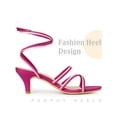 thumbnail image 3 of BLISSFUL STEP Open Toe Contrasting Color Kitten Heels Sandals for Women Hot Pink (Size 7), 3 of 5