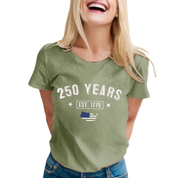 Women's 250th Anniversary Usa Shirt 250 Anniversary Usa Flag 250 Years American Flag 250th Anniversary Usa T-Shirt Breathable Comfy America Pullover Tee Tops
