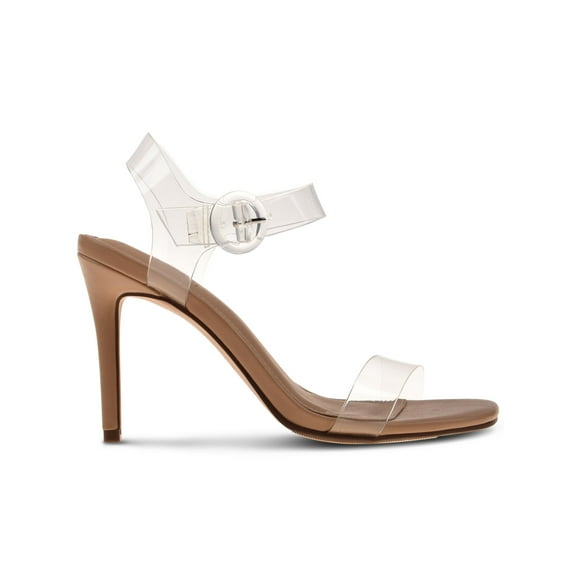 WILD PAIR Womens Beige Transparent Slip Resistant Padded Billey Square Toe Stiletto Buckle Dress Heeled Sandal 6.5 M
