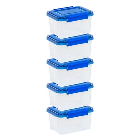 IRIS USA 6 Qt. Plastic Storage Bins with Sealed Lids, Clear Gasket Box, Airtight Containers 5Pk