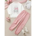 thumbnail image 2 of 12Y Big Girls Clothes 12 Years Girls Pant Sets Big Girls Long Sleeve Round Neckline Top Pants 2PCS Set Pink, 2 of 9