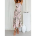 thumbnail image 4 of ZAXARRA Robe Cami Imprimé Floral pour Femmes Sans Manches une Ligne Côté Fente Midi Robe pour Soirée Club Nuit de Mariage, 4 of 8