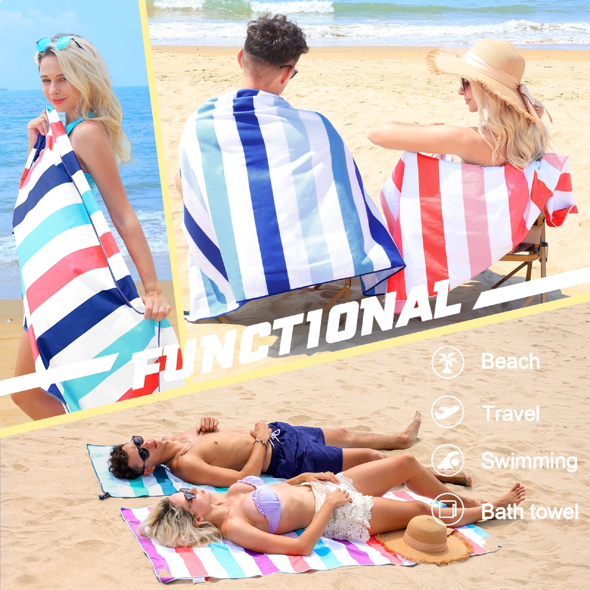 Exclusivo Mezcla 6-Pack Microfiber Quick Dry Beach Towel Set, Large Sand Free Beach Towel for Travel/ Sports (30"x60") - Super Absorbent, Compact and Lightweight