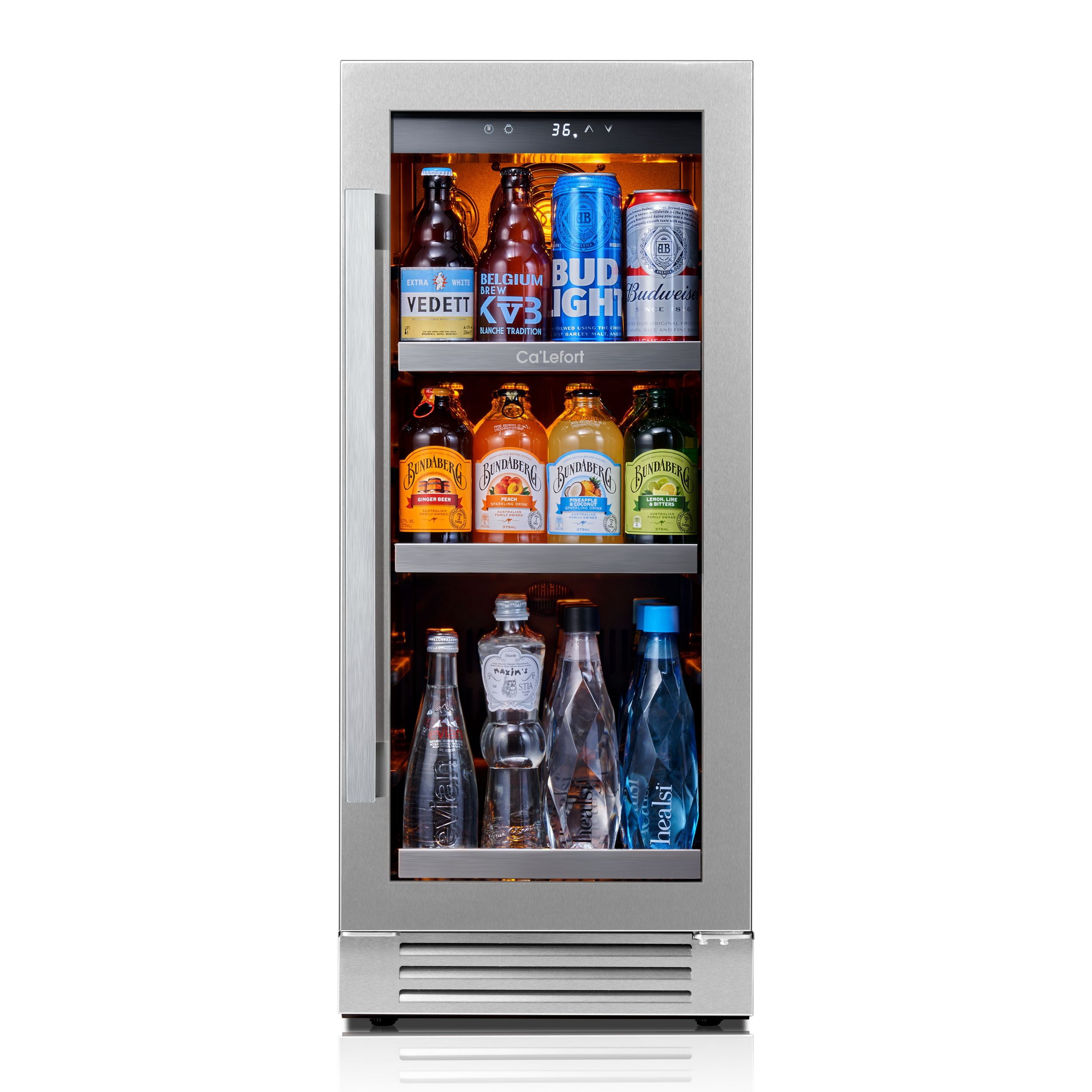 Ca'Lefort 15'' Beverage Refrigerator Cooler,100 Cans Beverage Fridge,Built in or Freestanding Beverage Center with Stainless Steel Door