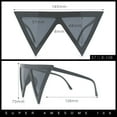 thumbnail image 5 of Womens Flat Top Perfect Triangle Bold Oversized Cat Eye Plastic Sunglasses All Black, 5 of 8