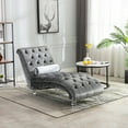 thumbnail image 6 of Newest Elegant Chaise Lounge, Button-Tufted Velvet with S-Shaped Back and Clear Acrylic Legs,Silver, 6 of 13
