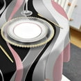 thumbnail image 4 of Pink Black Grey Round Tablecloth 60 Inch - Waterproof Fabric Table Cloth Protector, Modern Moire Geometric Abstract Art Tablecloths Washable Table Cover for Kitchen Banquet Party, 4 of 6