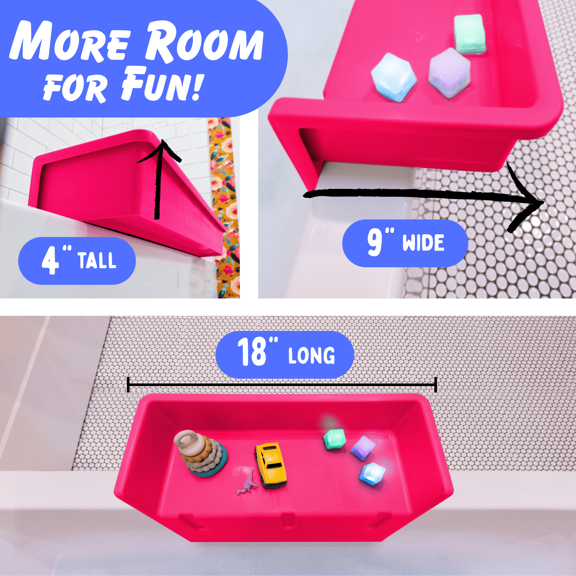 Tub Topper® - The Bathtub Splash Guard Play Shelf - Pink, Mini
