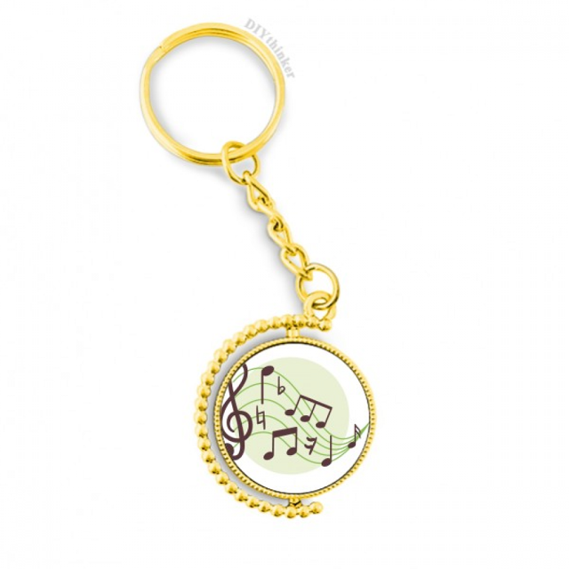 Ronda en forma de flappg notas musicales Anillo de oro de metal llavero llavero