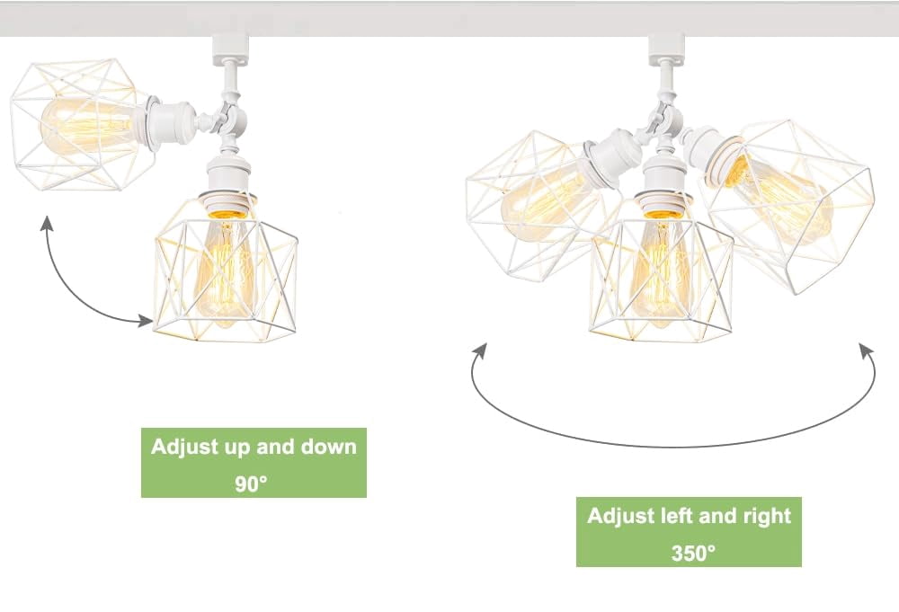KAYYELAMP Minimalist White with Hollow Cage Shade H-Type Track Lighting E26 Base Adjustable Angle Direction For Home Office Pack Of 3