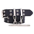 thumbnail image 3 of Womens Waist Belt,double grommet women punk belt,prong buckle jeans PU leather waist belts vintage,Gothic Waist Strap with Metal Chain Adjustable,Pin Buckle Wide Waistband Hollow Dress, 3 of 9