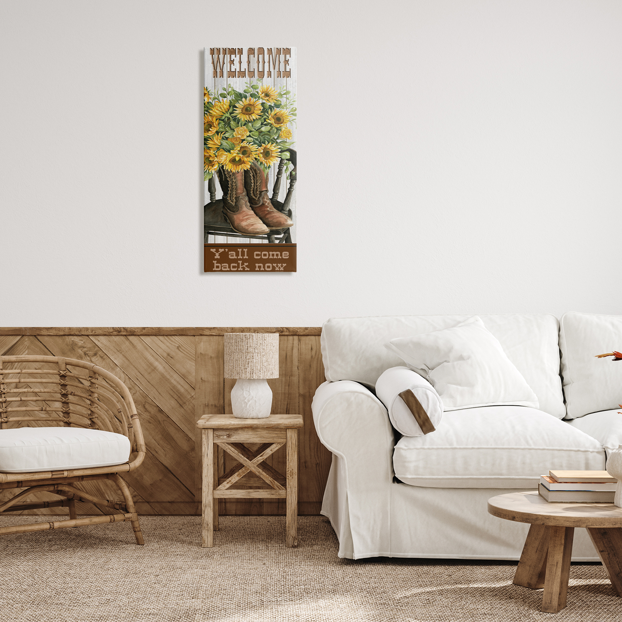 Stupell Industries Southern Welcome Phrase Plants & Flowers Painting Wrapped Canvas Art Print Wall Art, 17 x 40