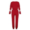 thumbnail image 5 of YUGYXL Jogging Suits for Women Long Sleeve Crewneck Pullover with Track Pant 2 Piece Lounge Set Sweatsuit Travel Outfits Red M, 5 of 5