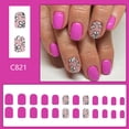 thumbnail image 2 of Drrntien 24 Pcs Short Square Stick on Nail Glossy Full Cover False Nail Flowers Press On Nail Manicures Supplies for Woman, 2 of 7