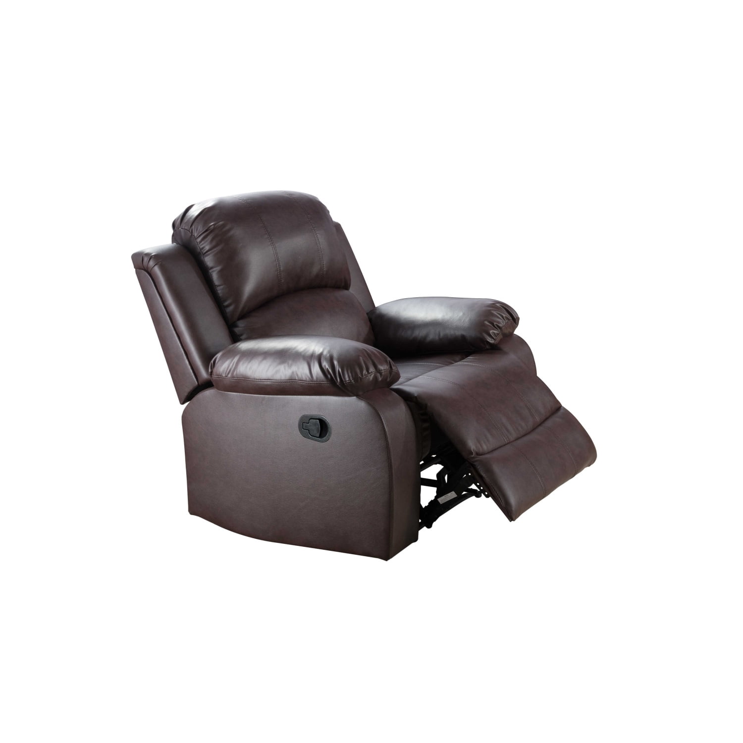 Hommoo Recycled Leather Manual Single Rocker Recliner Sofa, Heavy Duty Reclining Chair for Home with Overstuffed Arm and Back, Brown