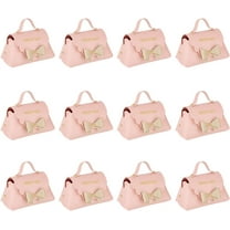 12 Pack Leather Bowknot Gift Boxes with Handle 5.1x2.7x3.15 inch Pink PU Leather Mini Handbag Candy Gift Box Reusable Party Favor Candy Boxes for Wedding Birthday Shower Valentines's Day