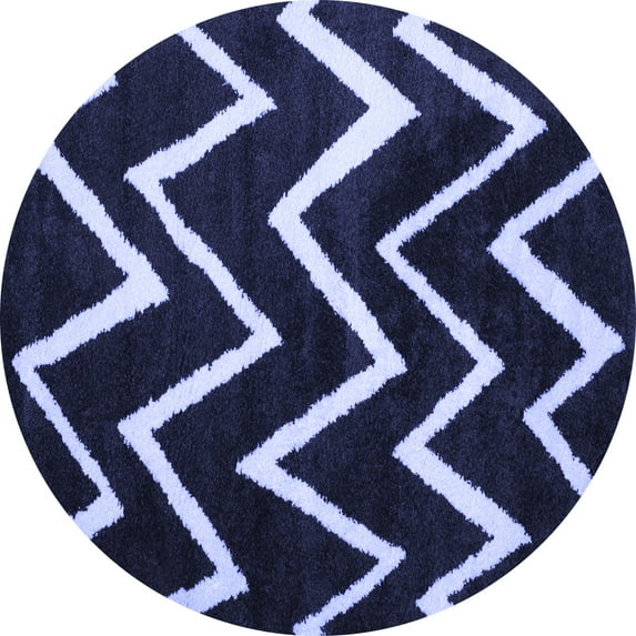Ahgly Company Indoor Round Abstract Blue Contemporary Area Rugs, 4' Round