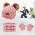 thumbnail image 1 of Conjunto de 3 uds de guantes de punto para niños, gorro, bufanda, calentador de cuello, para invierno (rosa), 1 of 5