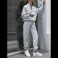 thumbnail image 4 of Conjunto Deportivo de 2 Piezas para Mujer: Sudadera de con Media Cremallera y Pantalón de Chándal Gris L, 4 of 8