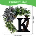thumbnail image 2 of HAOAN Monogram Initial Letter Wreaths for Front Door with Striped Linen Bow & Grapevine Base Farmhouse Rustic Door Decor Spring Summer Green Wreath for Indoor Outdoor Home Xmas Decor, 2 of 6