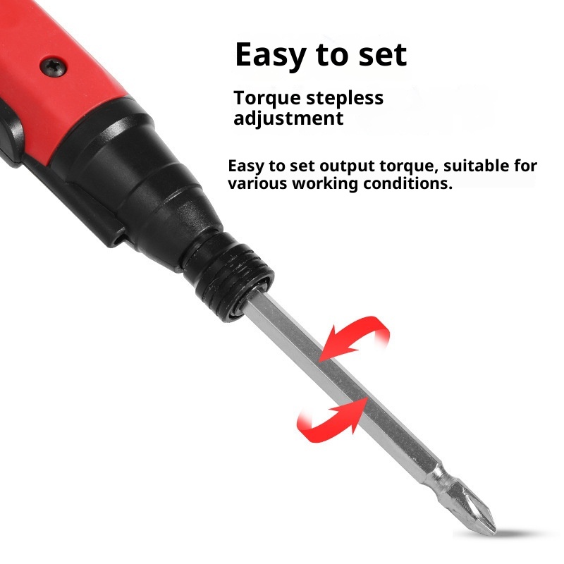Mini Electric Screwdriver Set, Rechargeable Cordless Screwdriver, Portable Power Screwdriver Kit with Charging Cable, LED Lights, for Phones, PC, Toys, Red