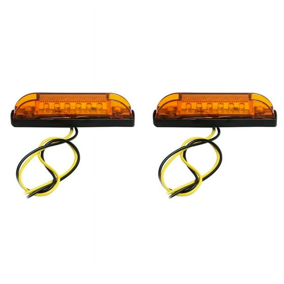 2pcs 4Inch Amber LED Light 12V Sealed Utility Strip Bar Lights 6LED RV Marine Boat