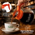thumbnail image 3 of Tupkee Glass Replacement Coffee Pot - SHATTER-RESISTANT Commercial Restaurant Decanter Carafe - 64 oz 12 Cup Set of 2-1 Black and 1 Orange Decaf, Compatible with Wilbur Curtis, Bloomfield, Bunn Pot, 3 of 8