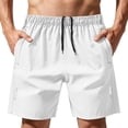 thumbnail image 3 of Workout Athletic Shorts for Men 7 inch Inseam Quick Dry Outdoor Hiking Shorts Lightweight Sports Workout Training Gym Shorts with Zip Pockets White S, 3 of 7