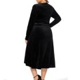 thumbnail image 5 of Meichang Womens Plus Size Velvet Dresses V Neck Wrap Long Sleeve A-Line Wedding Guest Dresses Cocktail Party formal Gown Mother Of The Bride Dresses, 5 of 6