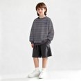 thumbnail image 2 of SJLDQY Boys' Striped Sweatshirts Casual Long Sleeve Crewneck Pullover Sweatshirt Fall Winter Outfits Comfy Tops, 2 of 4