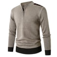 thumbnail image 1 of RXIRUCGD Haut Tricoté Demi-Fermeture à Glissière pour Hommes, Chemise à Manches Longues Col Montant, Kaki, Taille : 2TG, 1 of 2