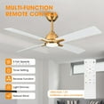 thumbnail image 6 of Parrot Uncle 48" Indoor Modern Gold Ceiling Fan with Lights and Remote Control for Bedroom, Living Room, 6 of 9