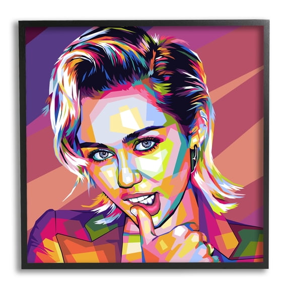 Stupell Industries Abstract Pop Miley Abstract Painting Black Framed Art Print Wall Art, 12 x 12