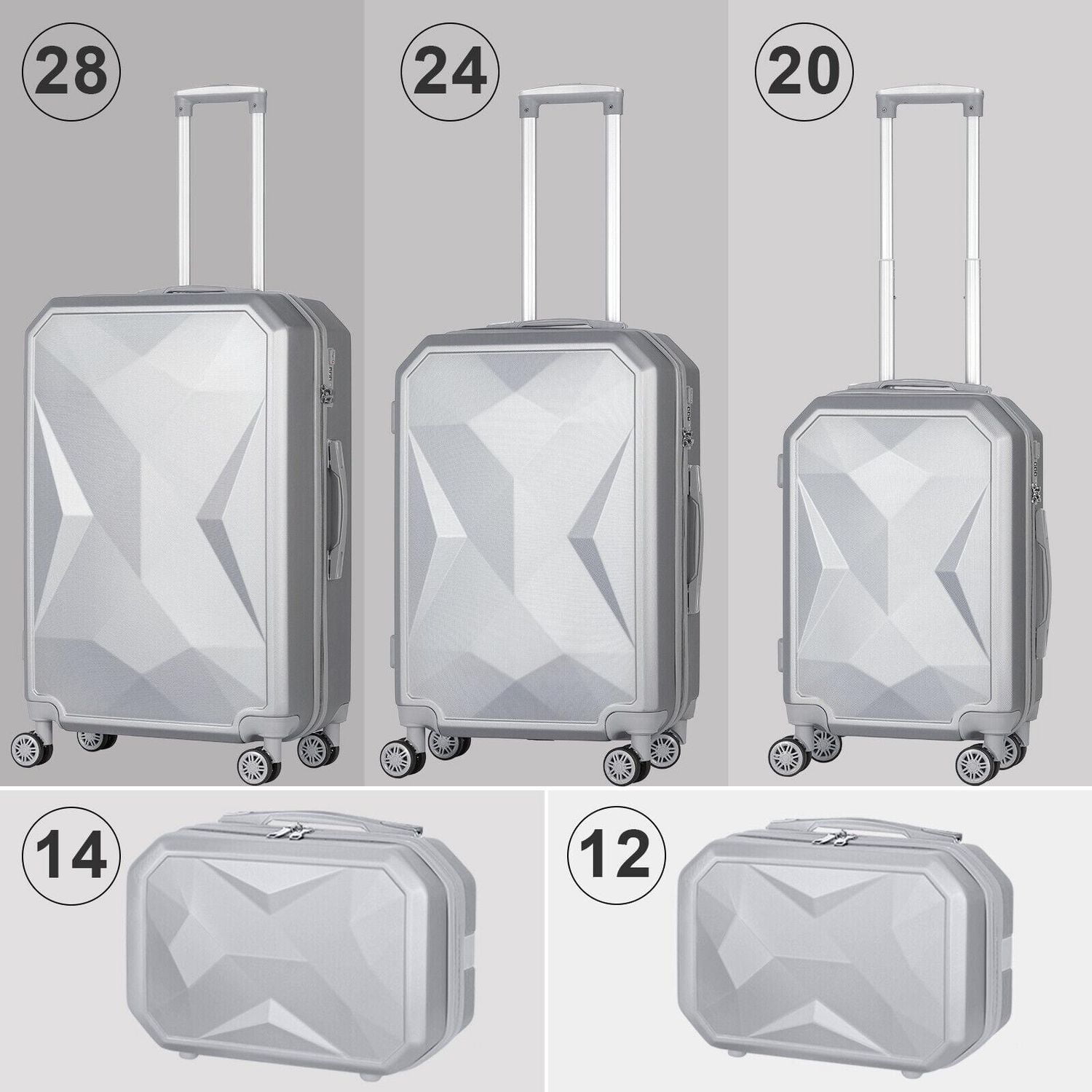 HIKOLAYAE Upright Luggage with 8-Wheel Spinner, 5 Piece - TSA Compliant
