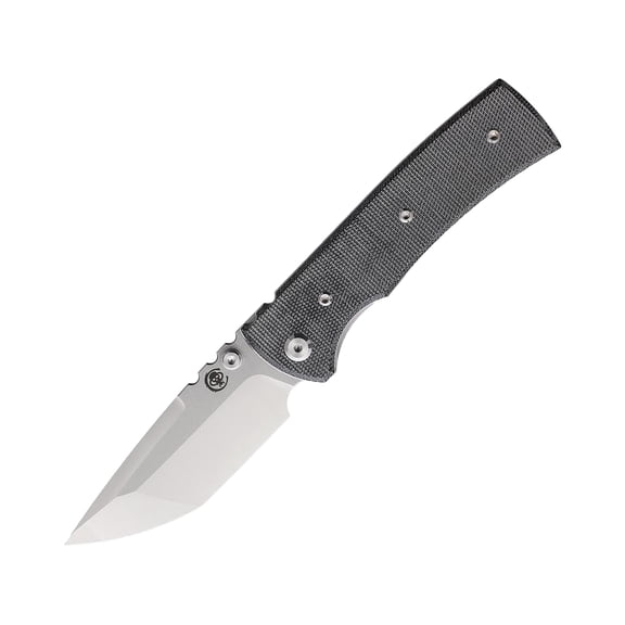 Chaves Knives Redencion 229 Pocket Knife 3.5" Tanto Point ELMAX Satin Blade Micarta Handle Black