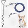 thumbnail image 1 of Heavy Duty Dog Tie Out Cable with Spring and Stake for Medium to Large Dogs Up to 125 lbs, Ideal for Yard, Camping and Outdoor Activities, 1 of 5