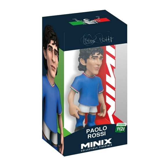 Minix Paolo Rossi 12cm Collectible Figurine in Italy Kit | Officially Licensed Italian Football Legend Mini-Figure