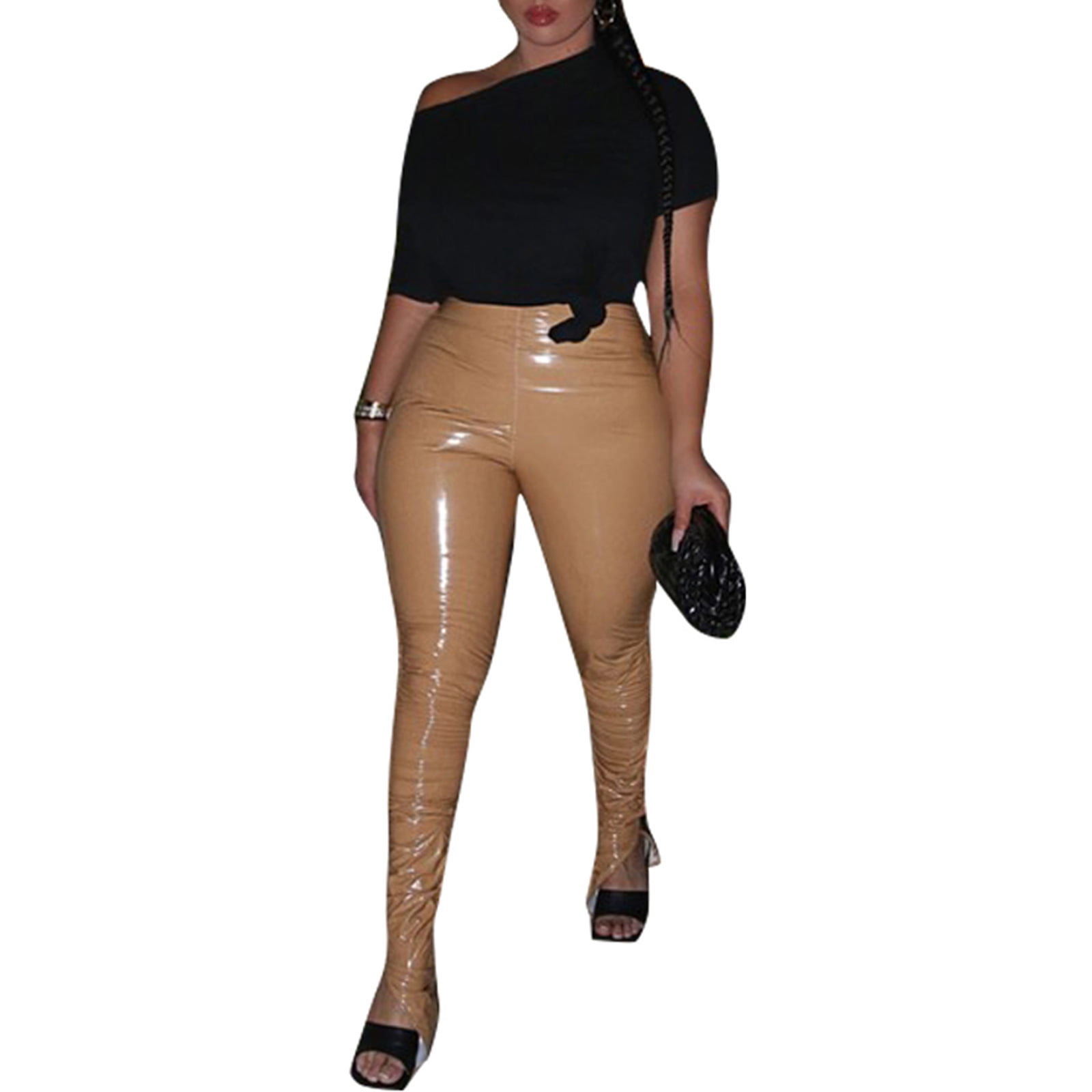 Leather look split pants Clearance